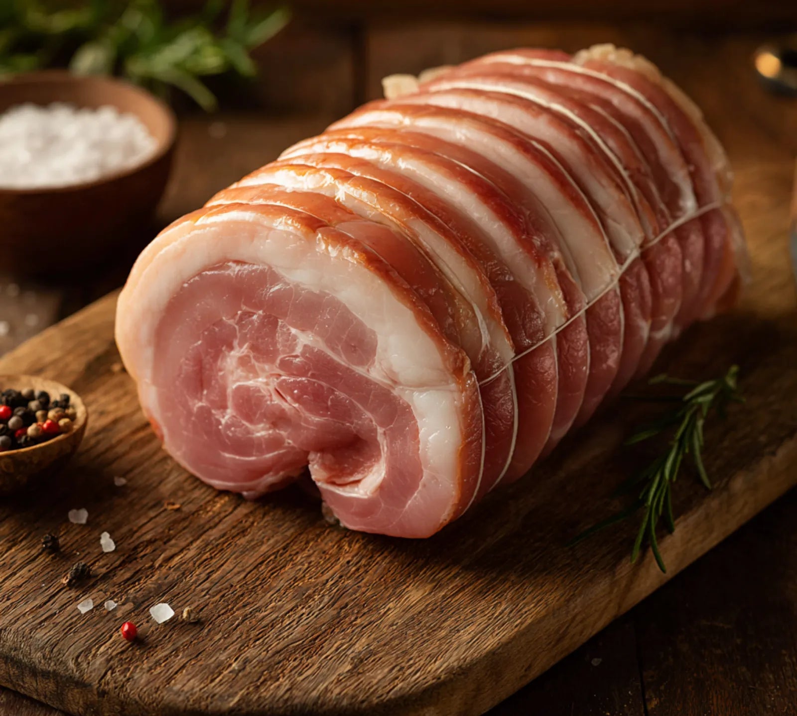 Raw Boneless Rolled Pork Loin Joint – Premium British Pork from The Black Farmer, ideal for roasting with crackling.