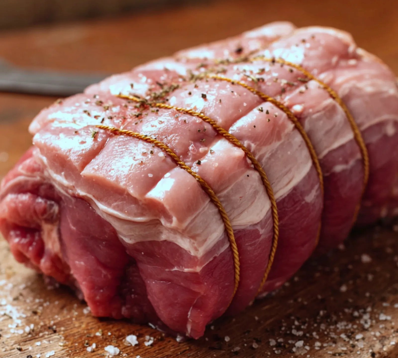 Raw Boneless Rolled Pork Leg Joint – premium British pork from The Black Farmer, ready for roasting with crackling.