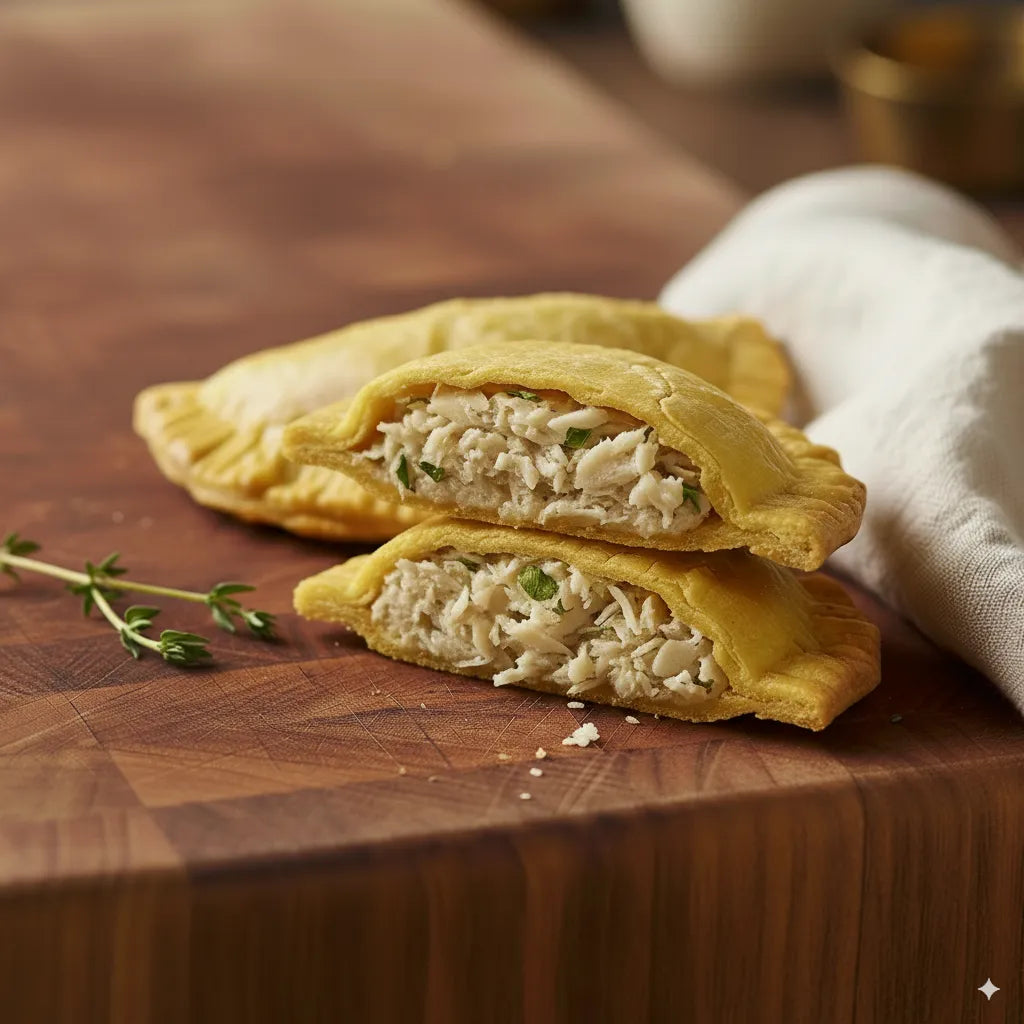 2 x Authentic Caribbean Patties, (180g each) – Choice of Chicken, Jerk, Lamb, Saltfish & Vegetable