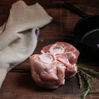 Raw British Veal Osso Buco cuts – premium veal shank for braising, from The Black Farmer.