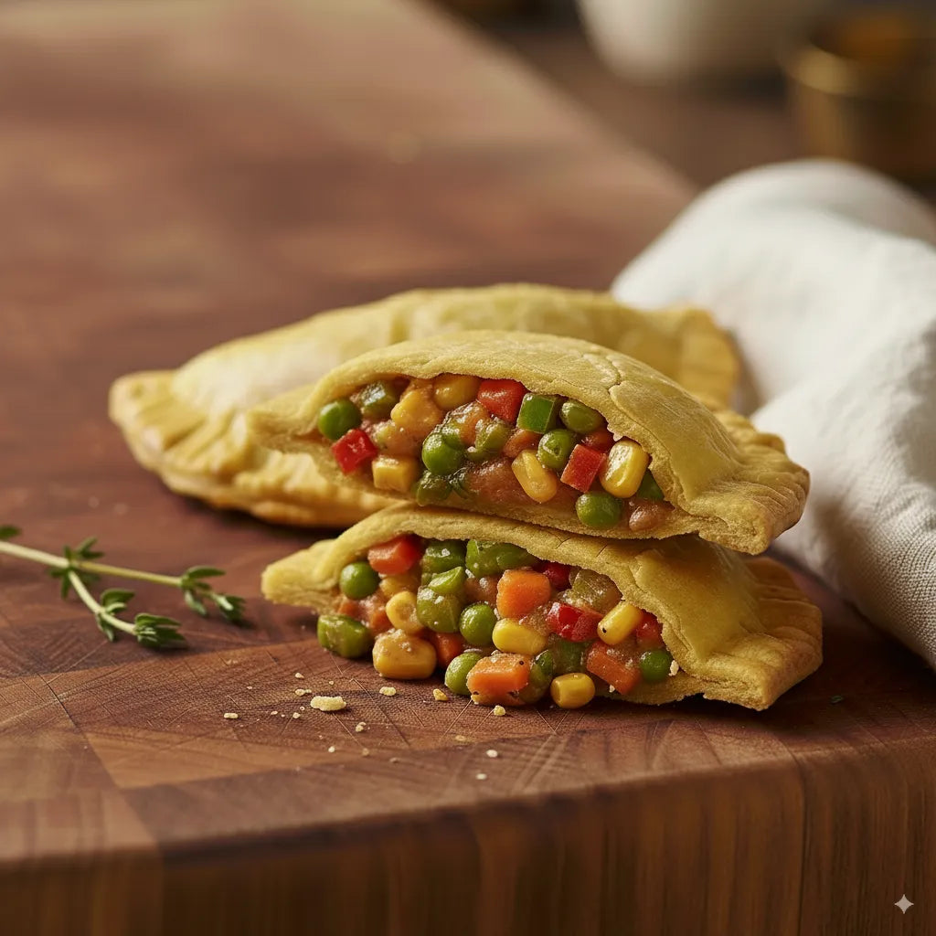 2 x Authentic Caribbean Patties, (180g each) – Choice of Chicken, Jerk, Lamb, Saltfish & Vegetable