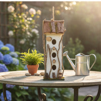 White Cottage Three Window Bird House