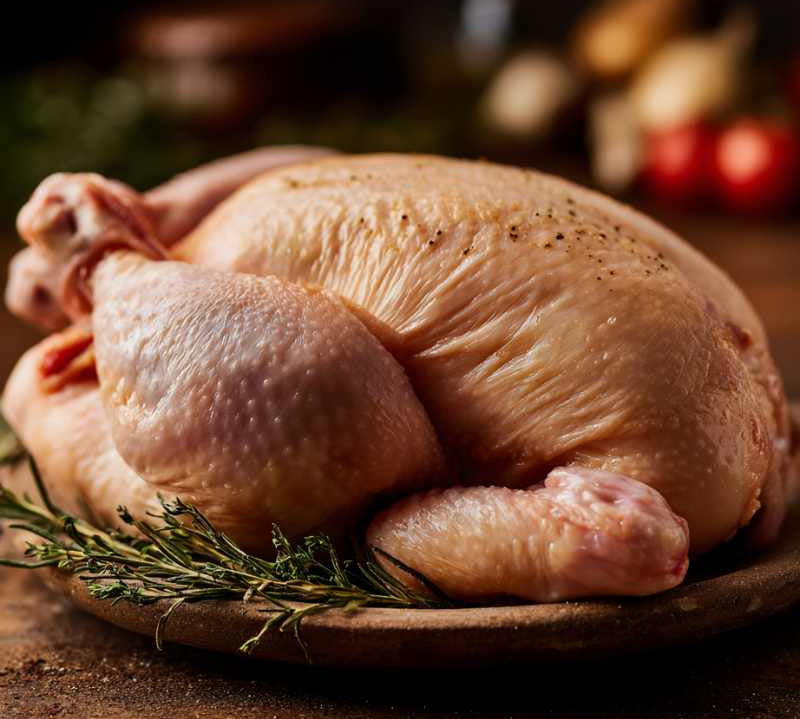 Free range whole British chicken ready for roasting – high welfare, juicy and tender, by The Black Farmer