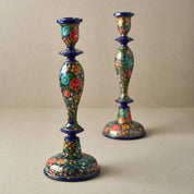 Hand-Painted Wooden Candlestick Holder - 12"