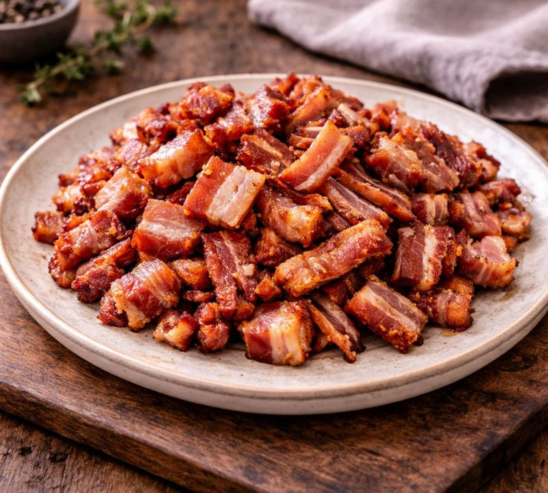 cooked bacon on a plate
