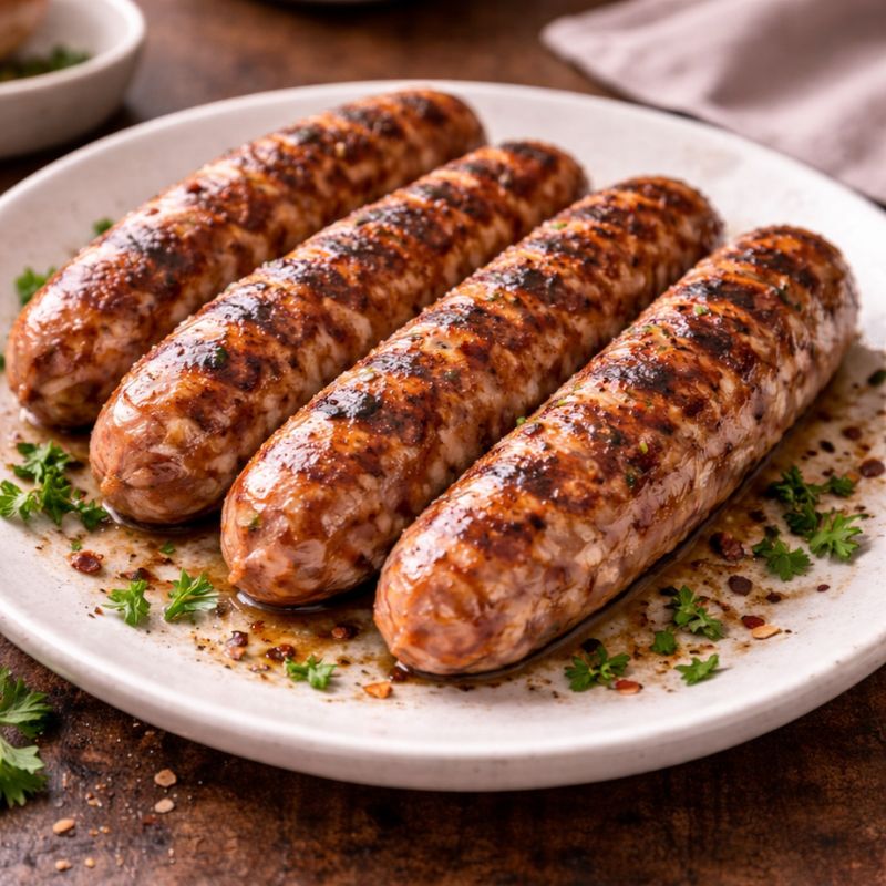 Goat Sausages, Tomato and Garlic (Gluten-Free)