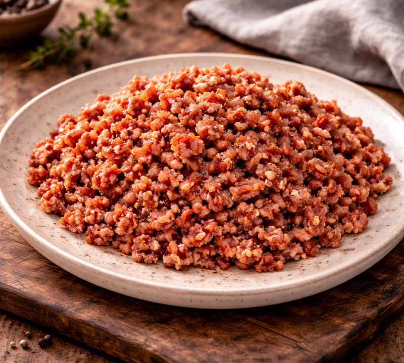 cooked minced smoked bacon on a plate