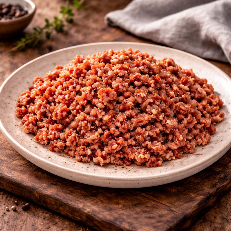 cooked minced smoked bacon on a plate