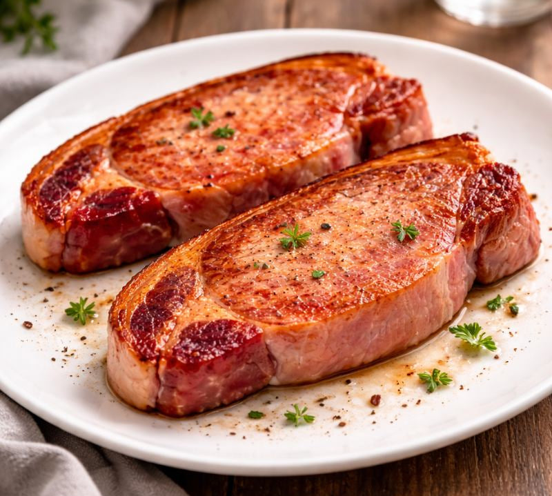 cooked unsmoked bacon steak