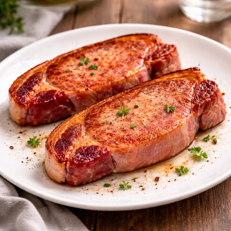 cooked unsmoked bacon steak