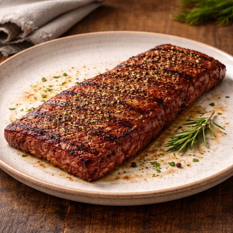 cooked flat iron steak-beef