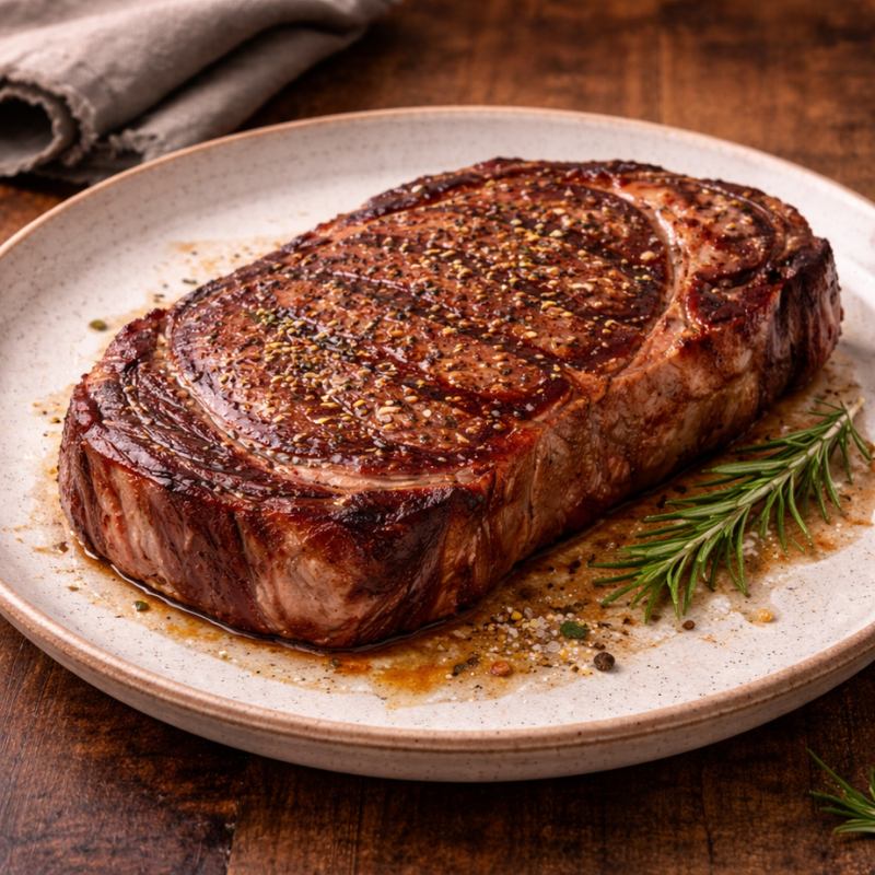 cooked ribeye steak
