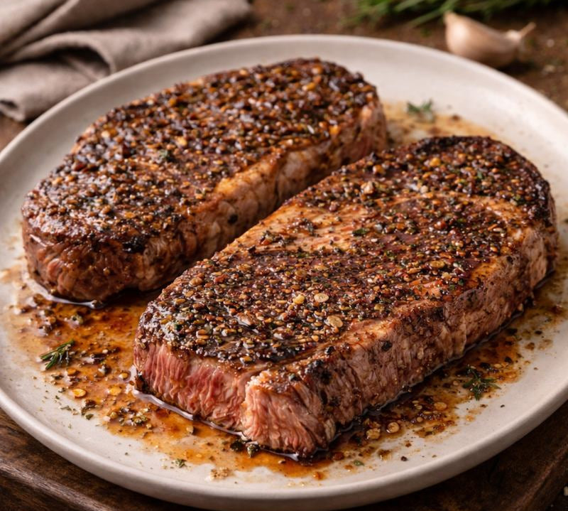 cooked ribeye steak hot & spicy