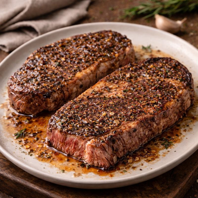 cooked ribeye steak hot & spicy