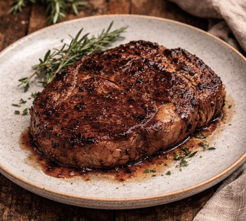 cooked ribeye steal sticky bbq