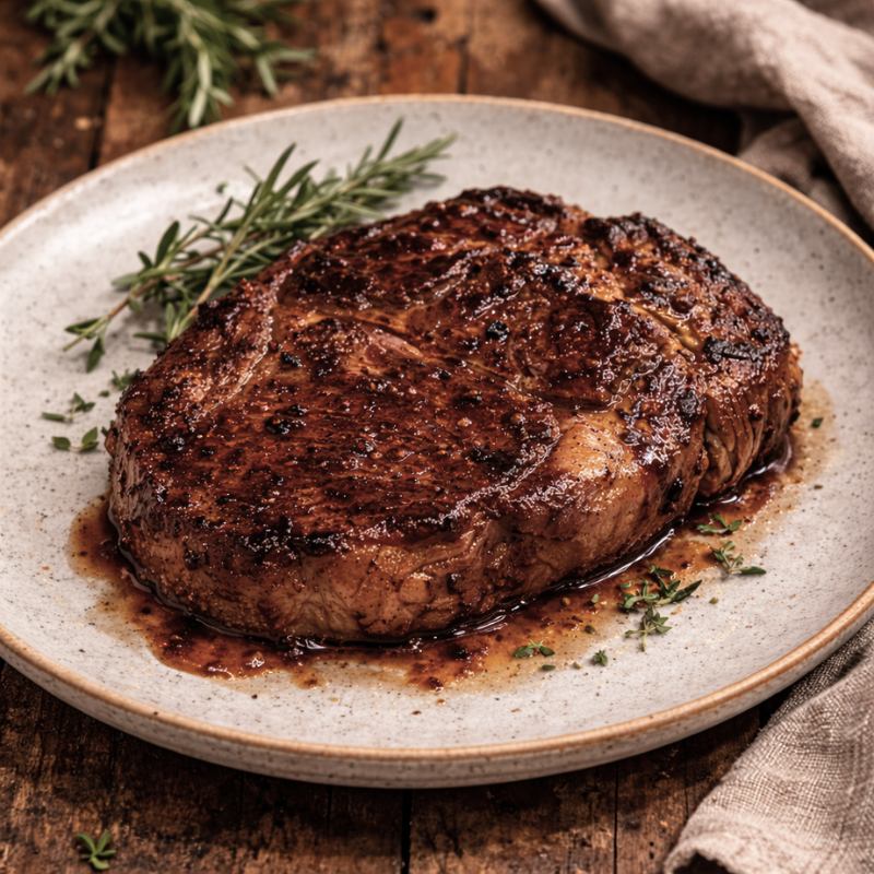 cooked ribeye steal sticky bbq