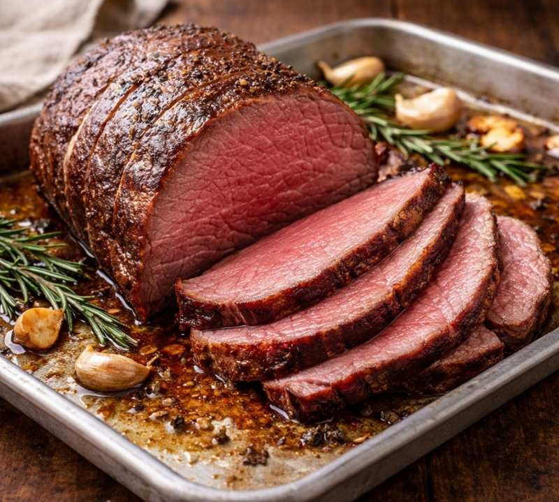 cooked beef topside rolled