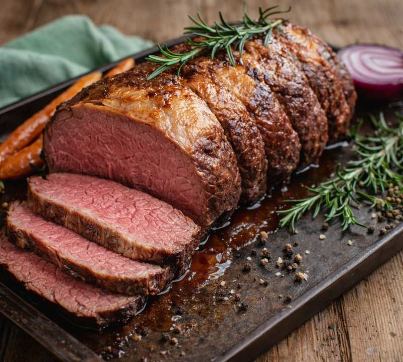 cooked mini beef roasting