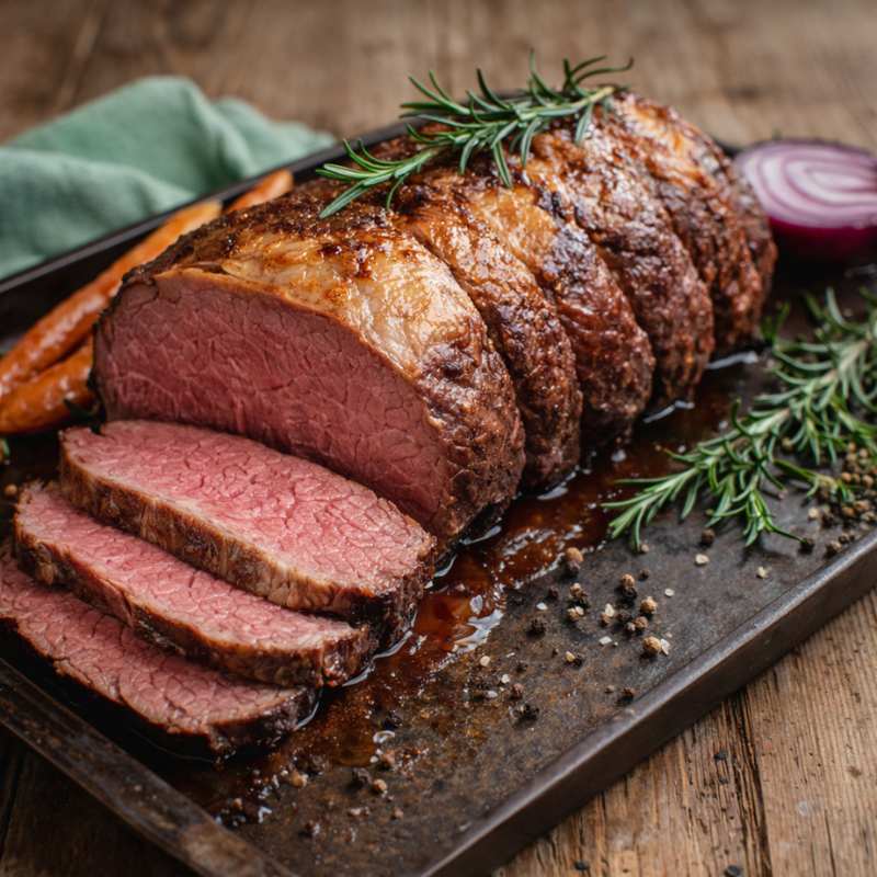 cooked mini beef roasting