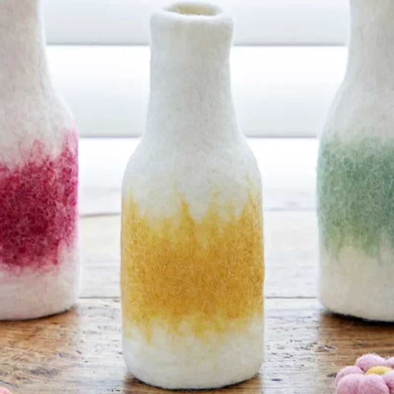 Felt Handmade Colourful Vase Covers Yellow