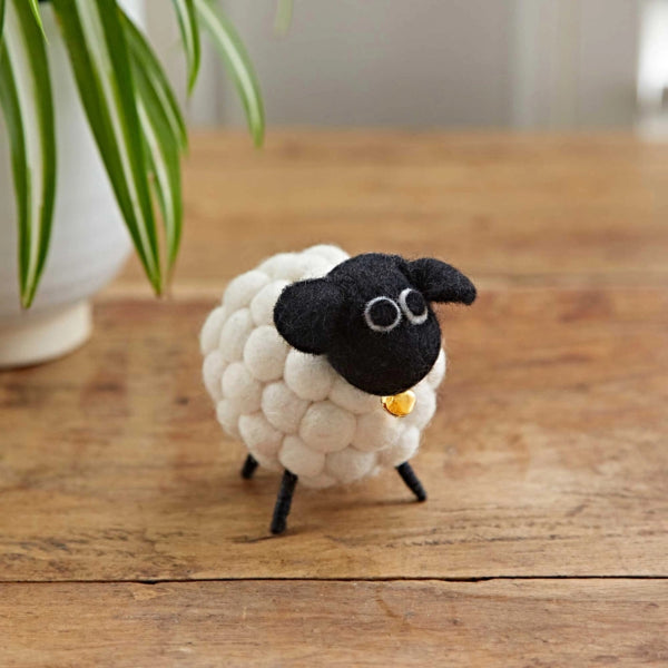 Handmade Felt Sheep Ornament Cream 100 Wool