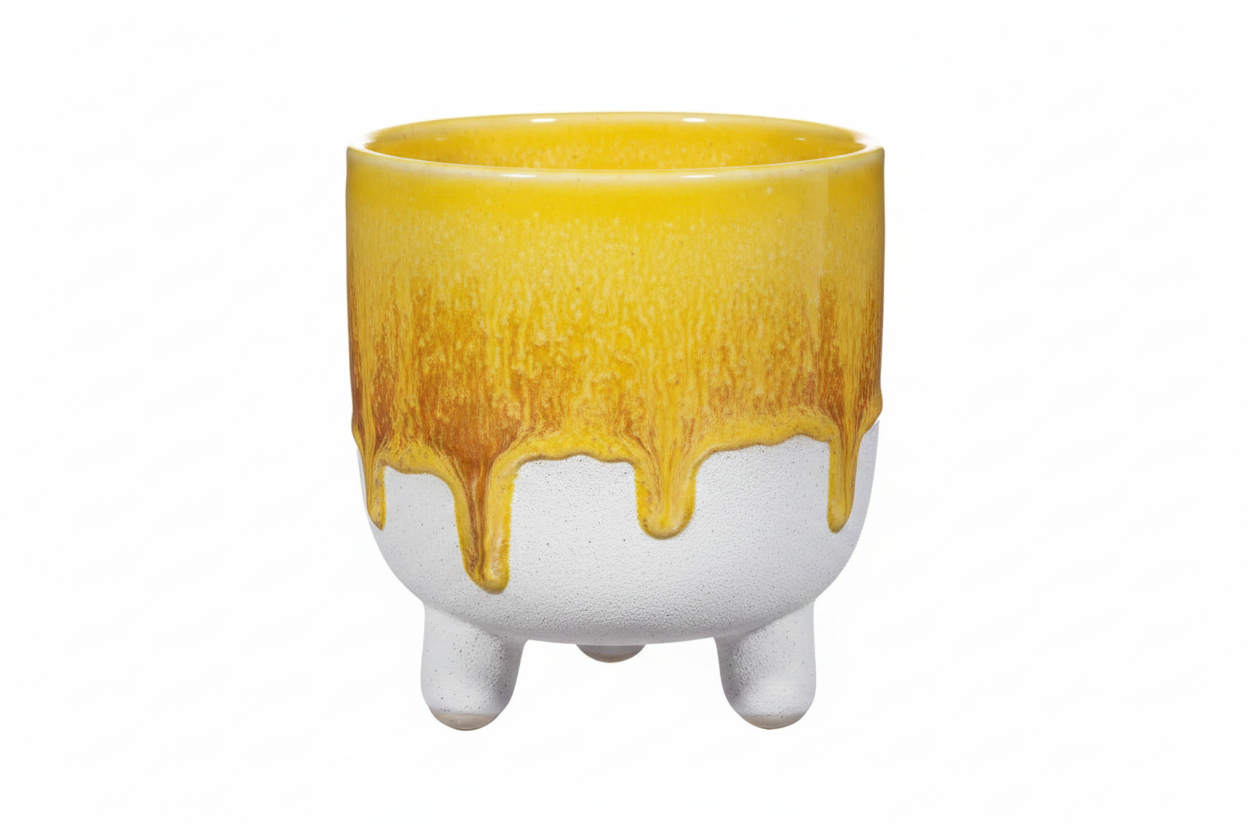 Mojave Glaze Planter Yellow