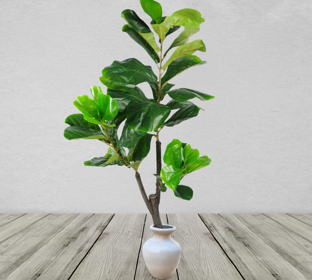 Large Artificial Fiddle Fig Tree Ficus Evergreen Plant 120cm 4ft