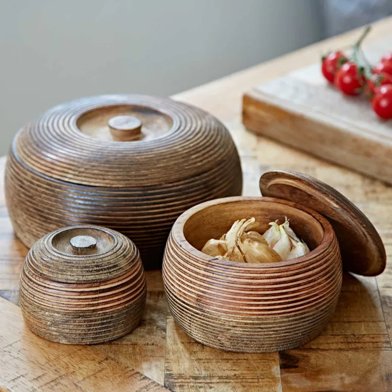 Mango Wood Bowl With Lid Cover
