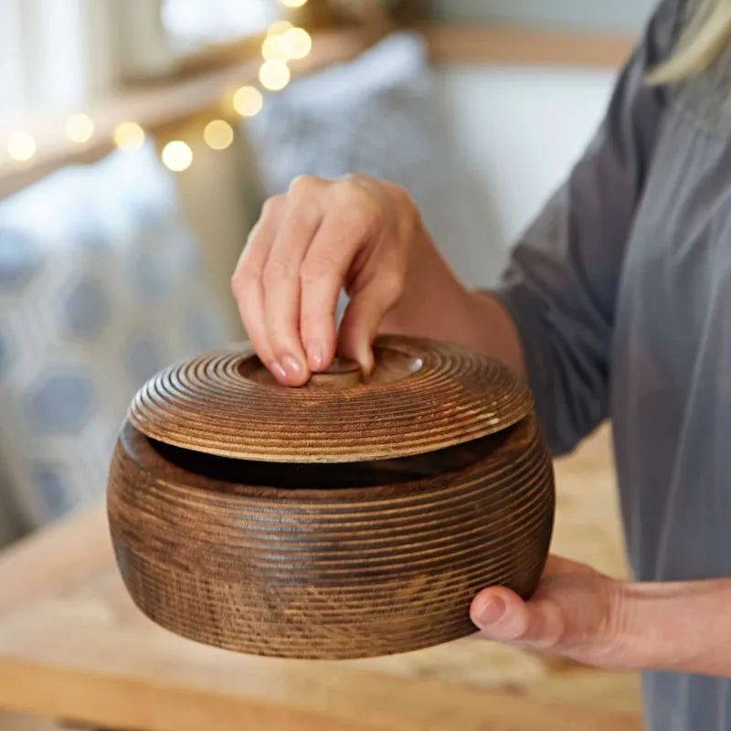 Makula Natural Mango Wood Bowl with Lid, Sustainable and Stylish