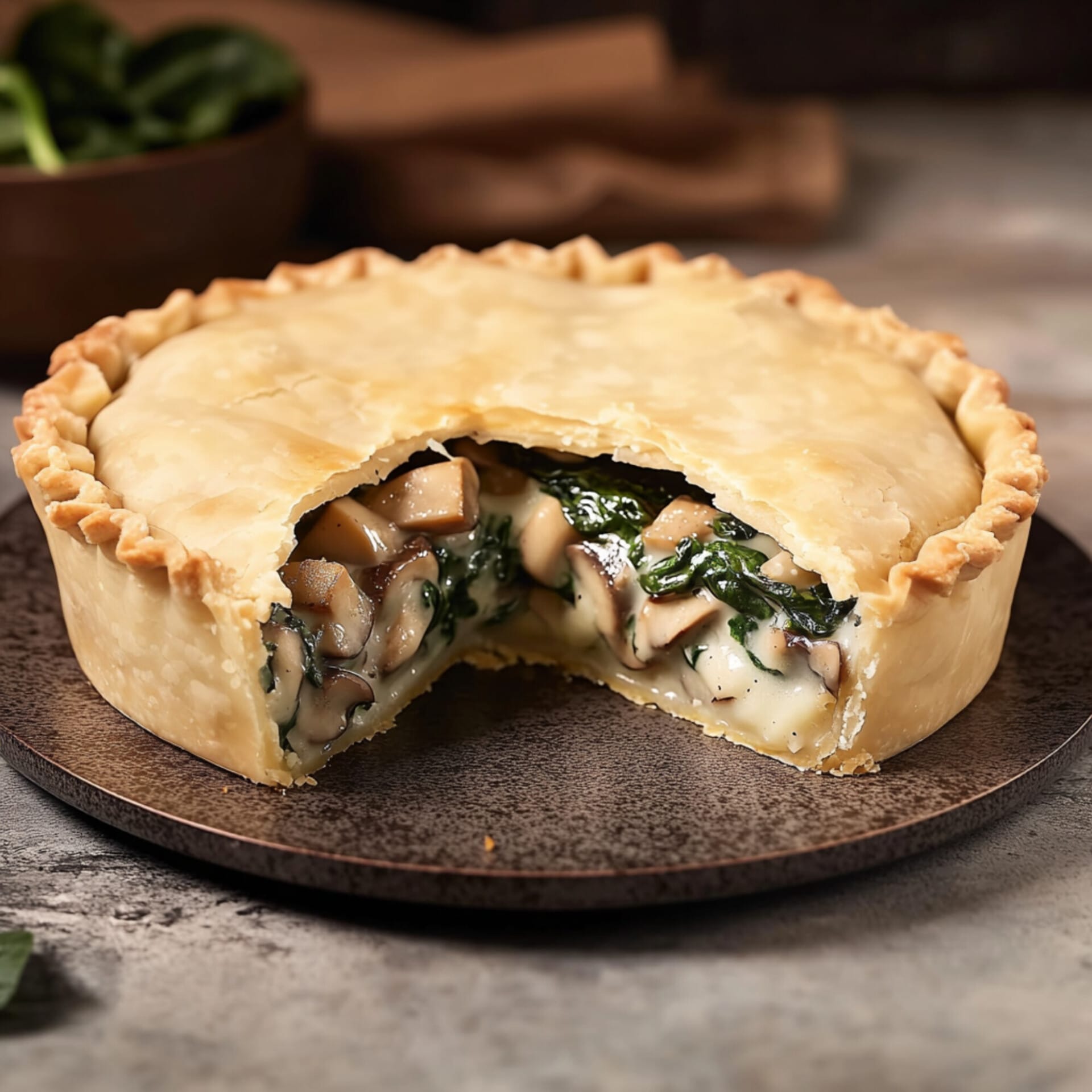 Mushroom And Spinach Pie 350g Kentish Mayde