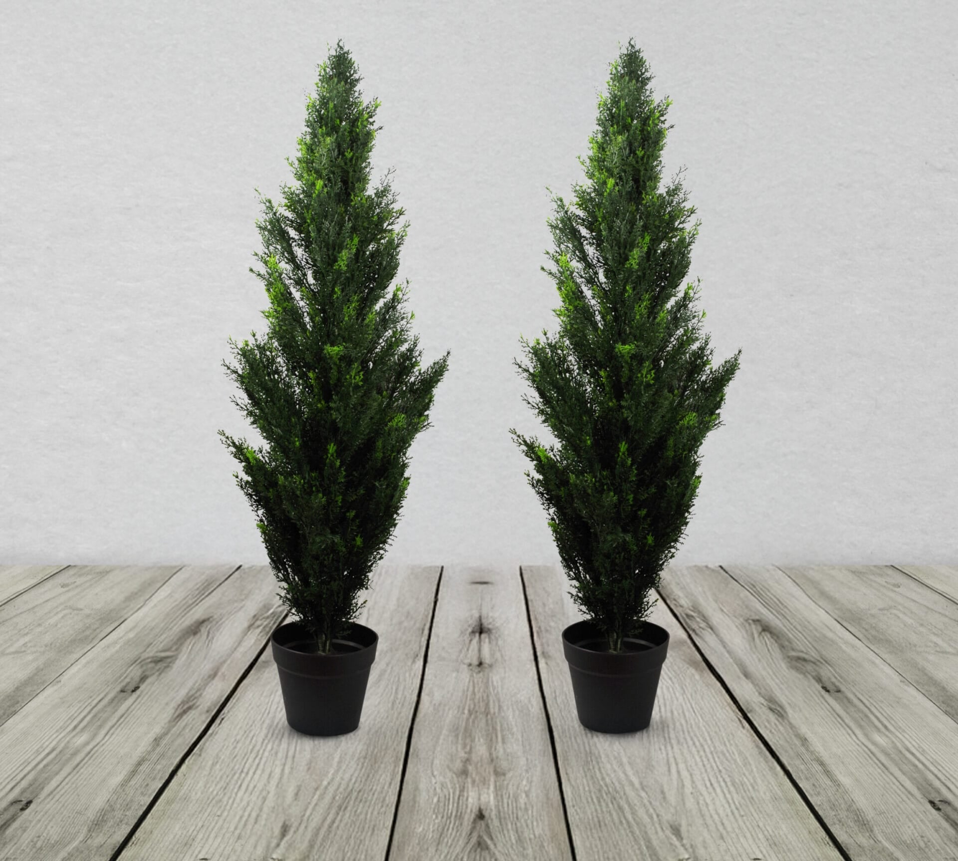 PAIR OF ARTIFICIAL CEDAR CYPRESS TOPIARY