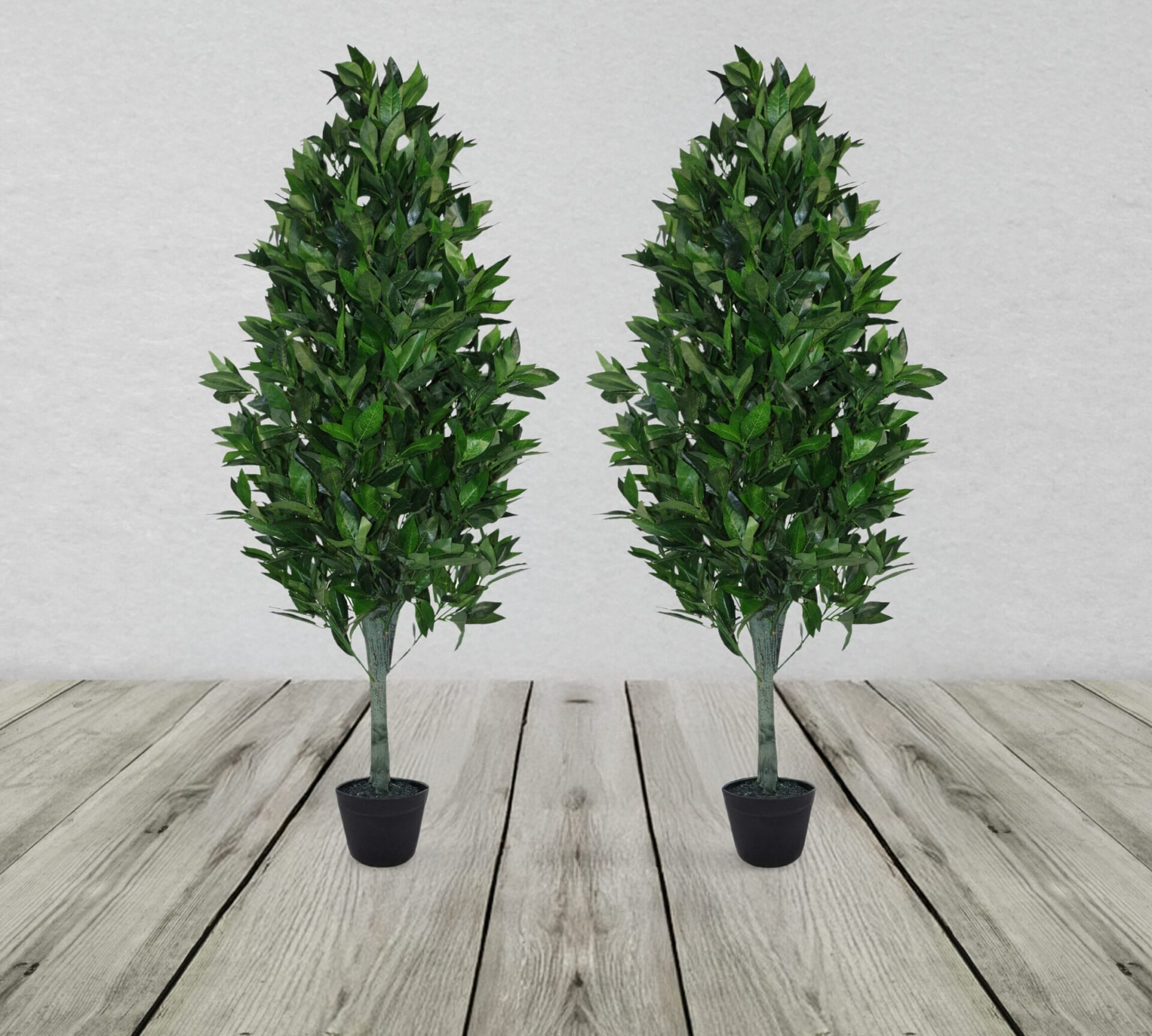PAIR OF ARTIFICIAL TOPIARY BAY TREES PYRAMID CONES