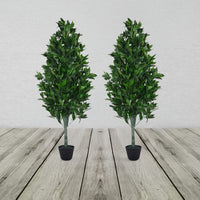 PAIR OF ARTIFICIAL TOPIARY BAY TREES PYRAMID CONES