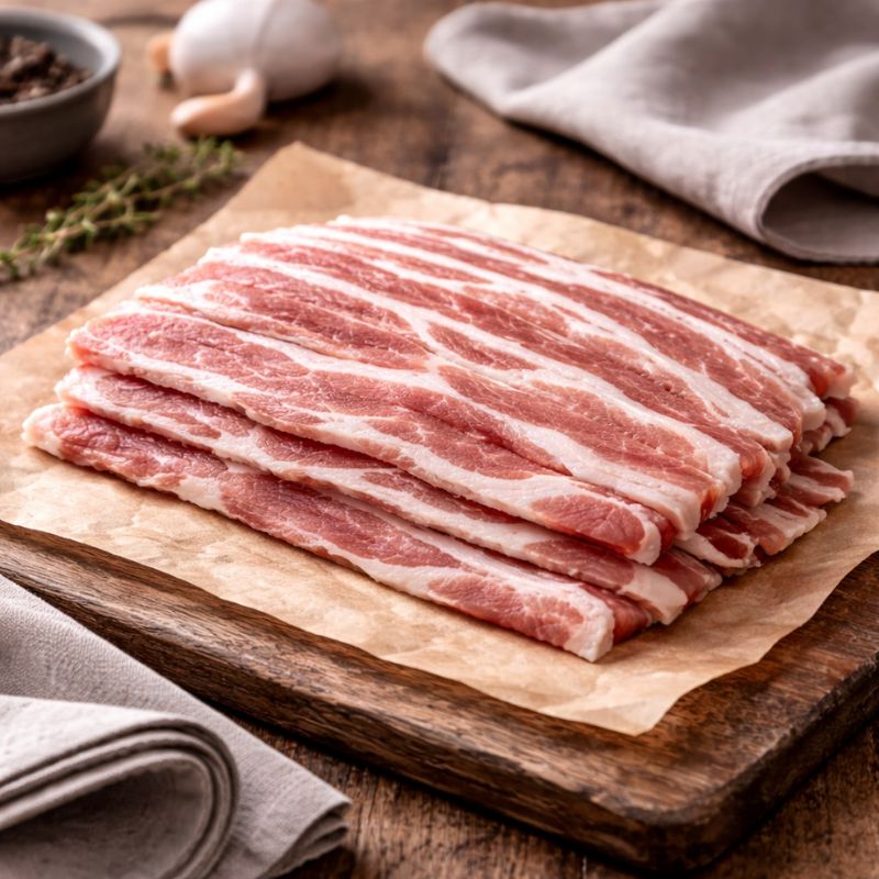 Rind on unsmoked streaky bacon 250g by The Black Farmer, premium British pork rashers