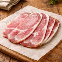 Rindless unsmoked middle bacon 300g pack by The Black Farmer, premium British pork rashers ready to cook