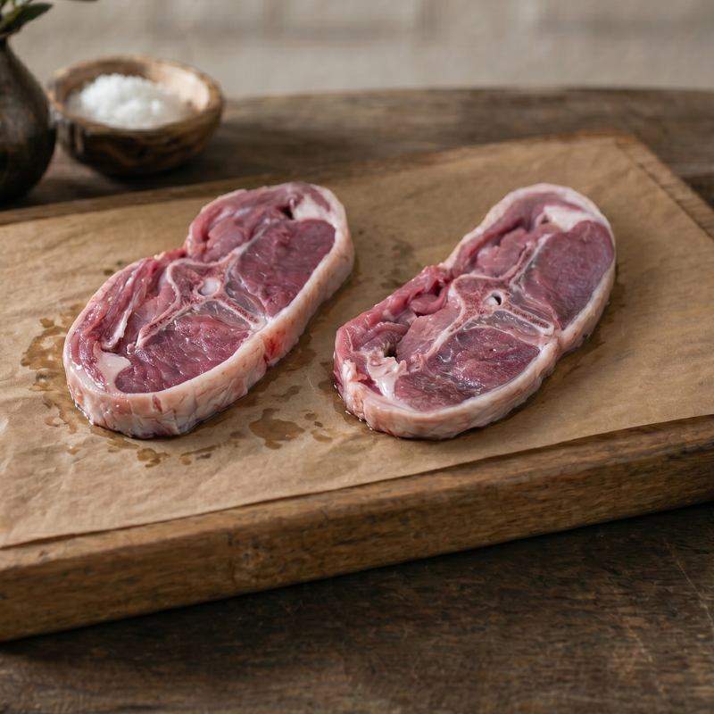 Premium British Lamb Barnsley Chops — thick-cut double loin lamb with rich marbling, ideal for grilling or roasting.