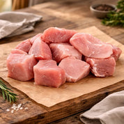 British diced pork cubes – free-range lean pork pieces for casseroles, stir-fries and kebabs available to buy online