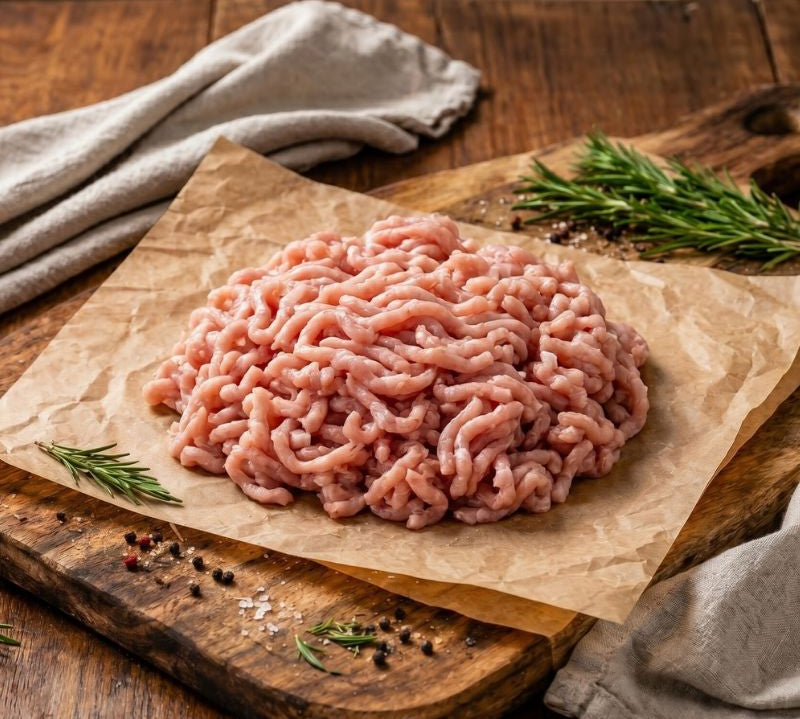 Fresh minced chicken breast from The Black Farmer – lean, high-protein British poultry