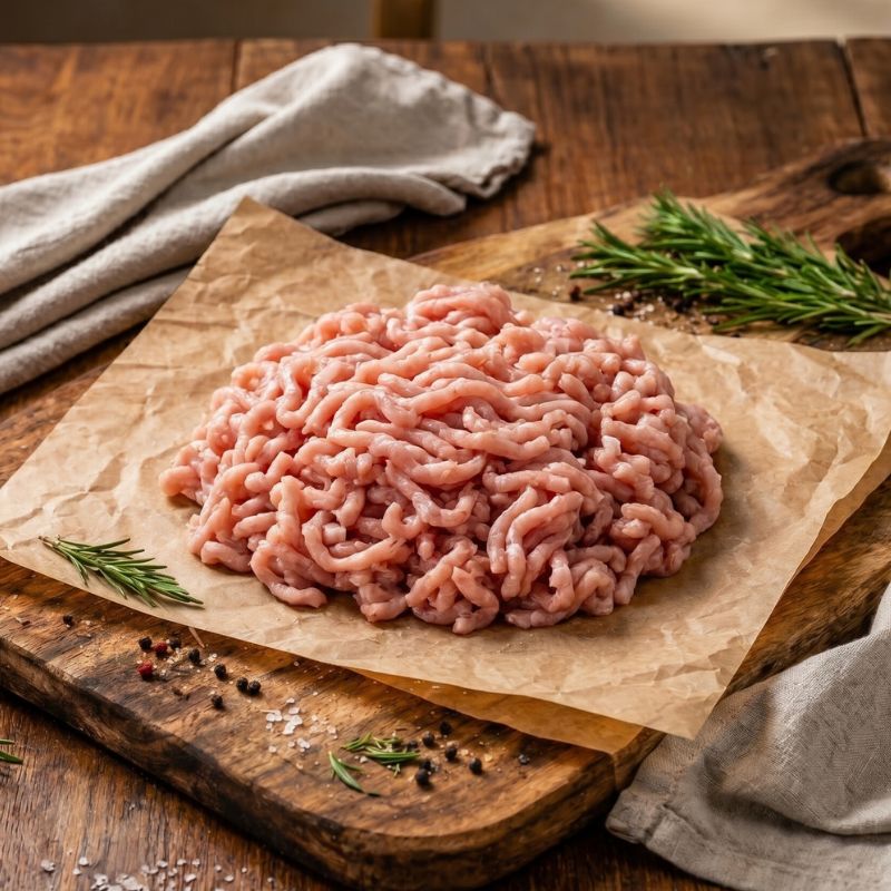 Fresh minced chicken breast from The Black Farmer – lean, high-protein British poultry