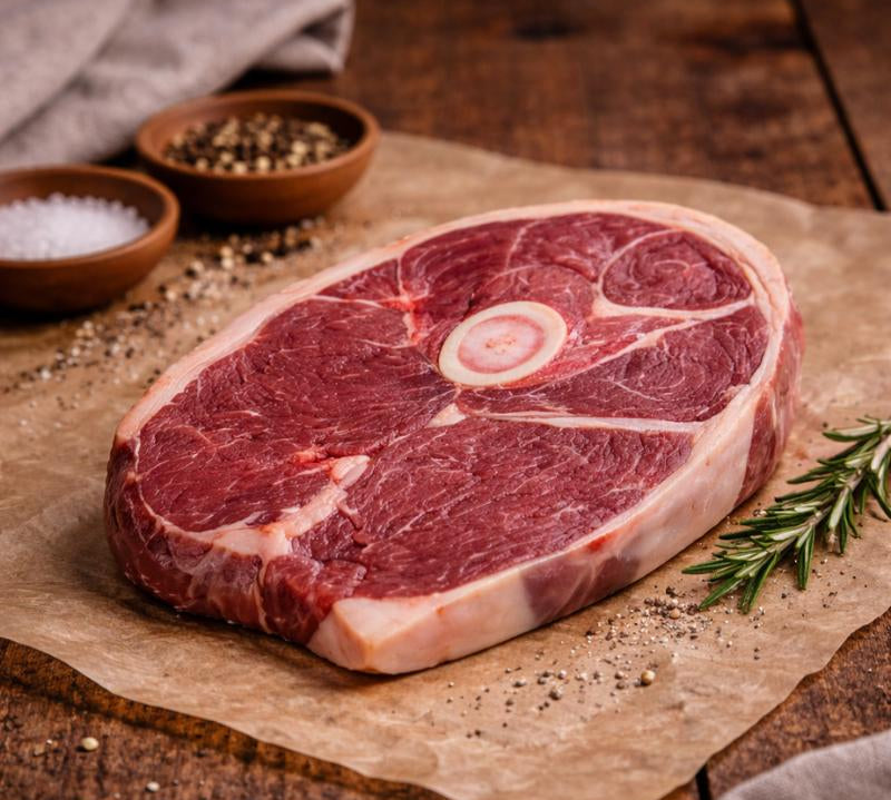 Premium British lamb leg steak with rich flavour, raw cut displayed for grilling or roasting.