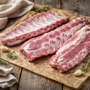 raw pork ribs on a butcher paper