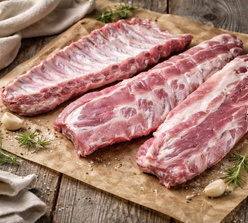 raw pork ribs on a butcher paper
