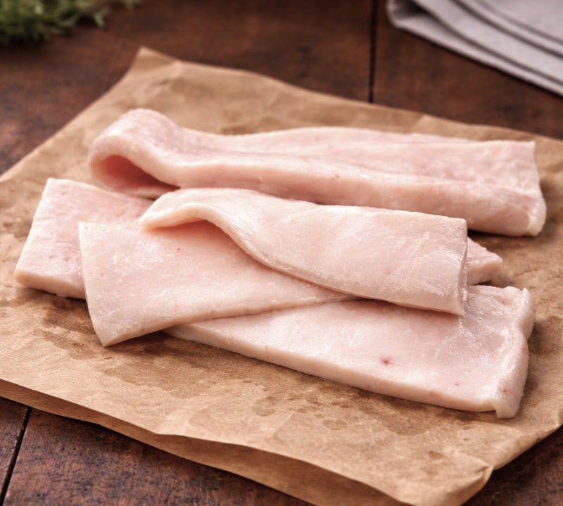 raw pork fat on a butcher paper