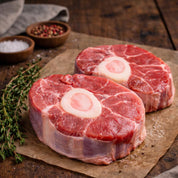 Raw British Veal Osso Buco cuts – premium veal shank for braising, from The Black Farmer.