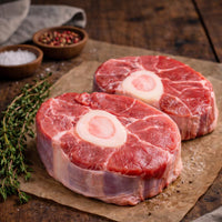 Raw British Veal Osso Buco cuts – premium veal shank for braising, from The Black Farmer.