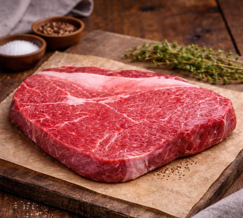 Premium British veal rump steak — tender, grass-fed, and freshly vacuum-packed by The Black Farmer.