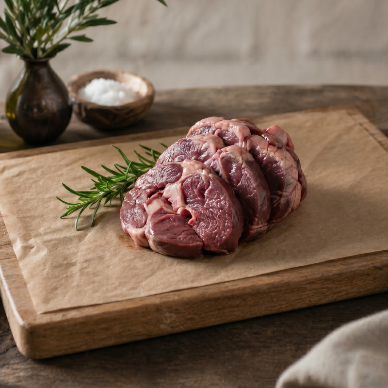 Raw British lamb heart, vacuum-packed, rich in flavour and ideal for slow cooking from The Black Farmer.