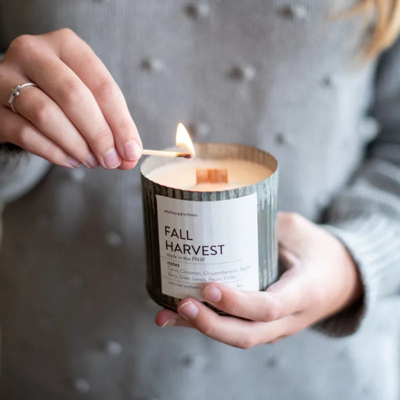 Rustic Vintage Farmhouse Wood Wick Candle 60-Hour Burn