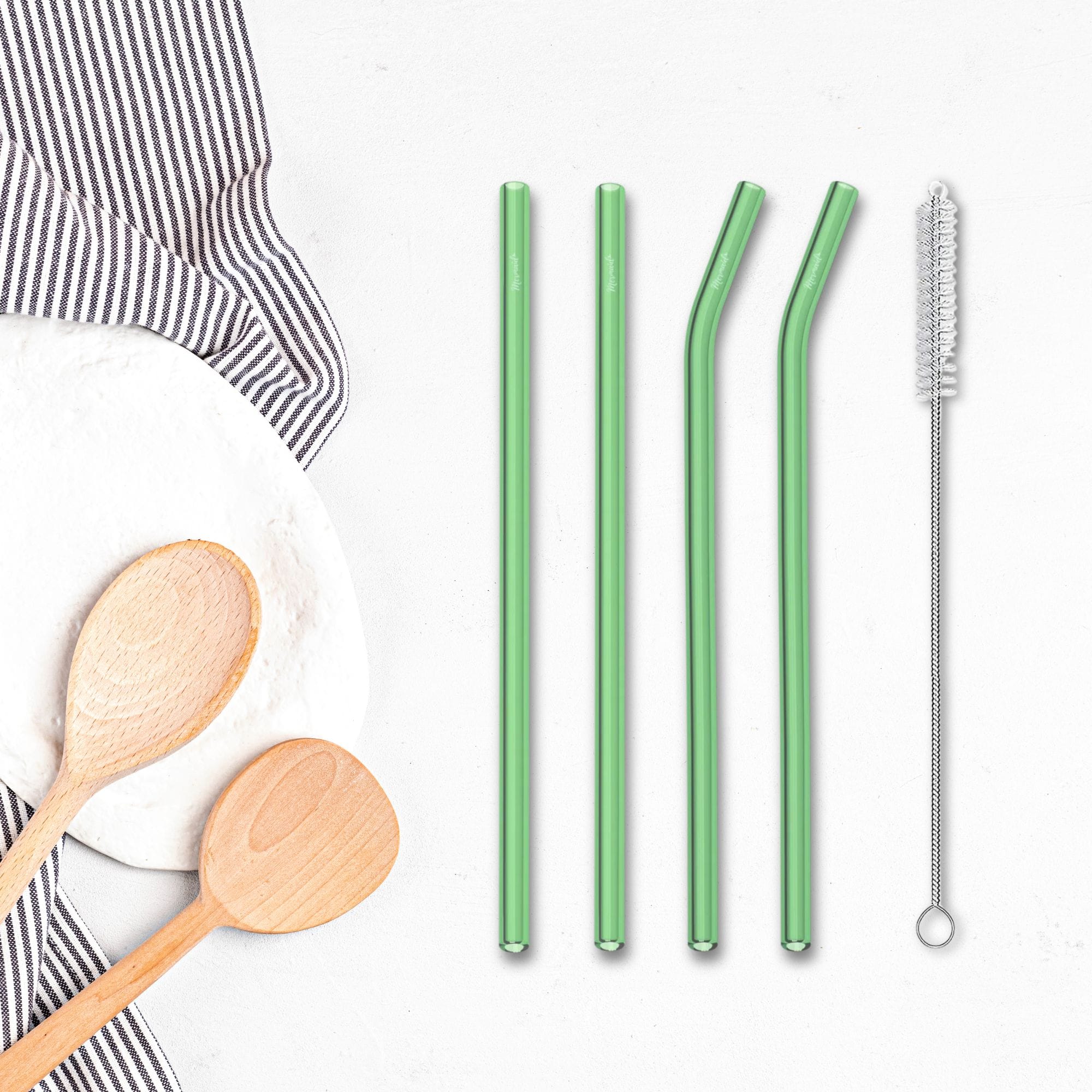 Set Of 4 Glass Straws Green Of 4 Glass Straws Amber